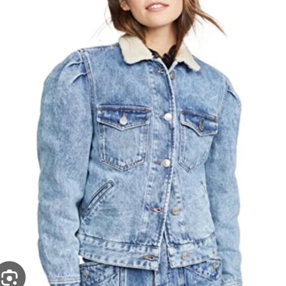 Isabel Marant Etoile Faux shearling collar padded denim jacket (size 42/L) - Picture 9 of 9